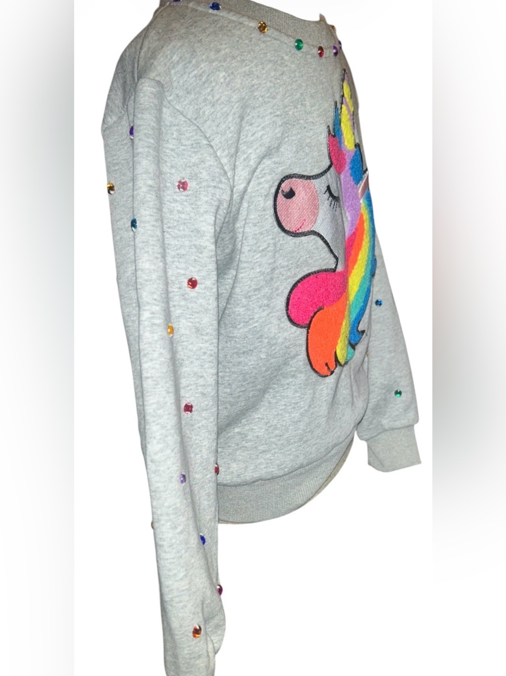 Lola and the Boys HAPPY UNICORN RAINBOW GEM SET Grey Sweatshirt & Leggings Set - Picture 5 of 14
